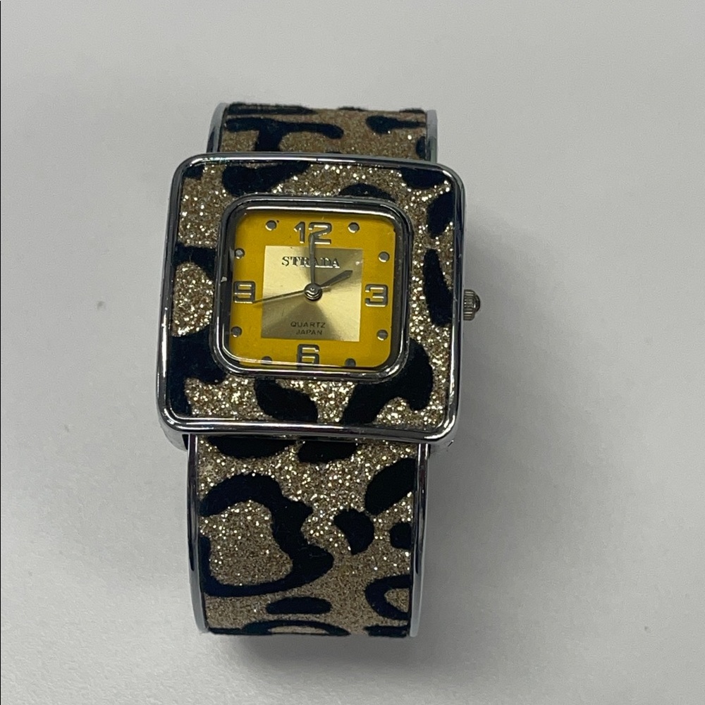 Strada IP Plating Leopard Print Gold and Black Watch